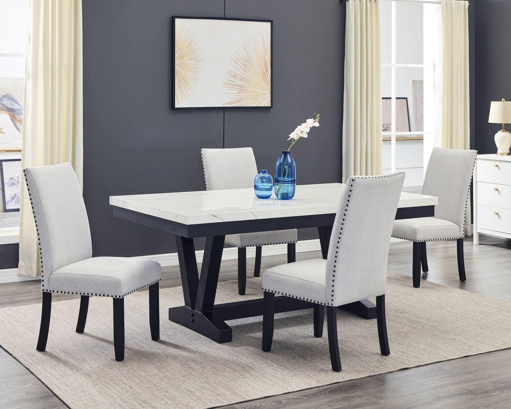 Vance Dove Gray Rectangular Dining Room Set