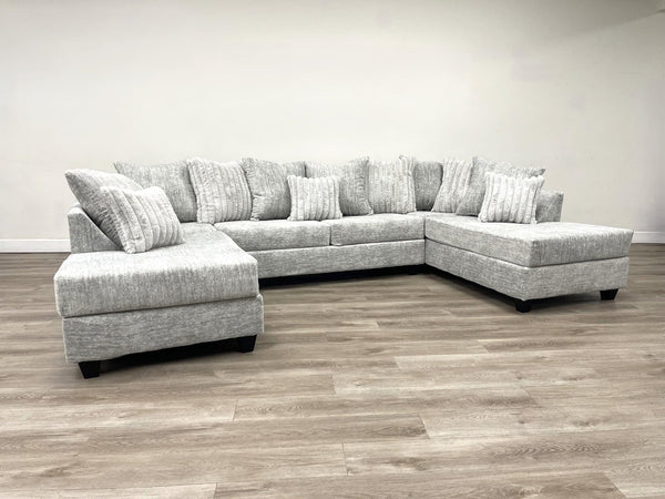 Kof Gray Double Chaise Sectional