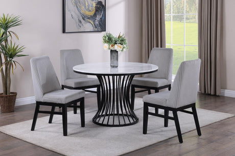 Hadley Light Gray Round Dining Room Set