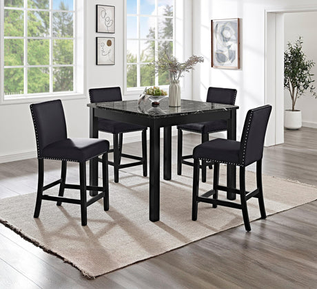 Lennon Black Upholstered Counter Height Set