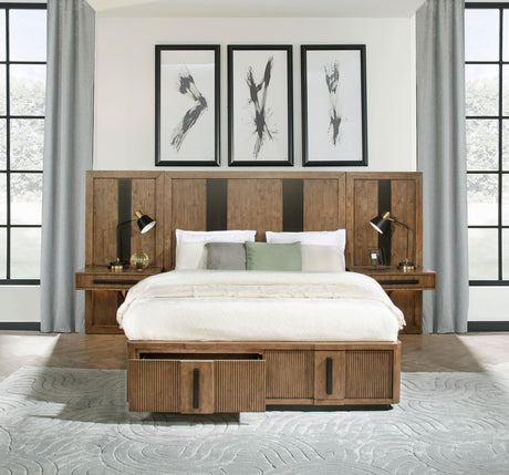 Terrace King Wall Panel Storage Bed Ash Brown