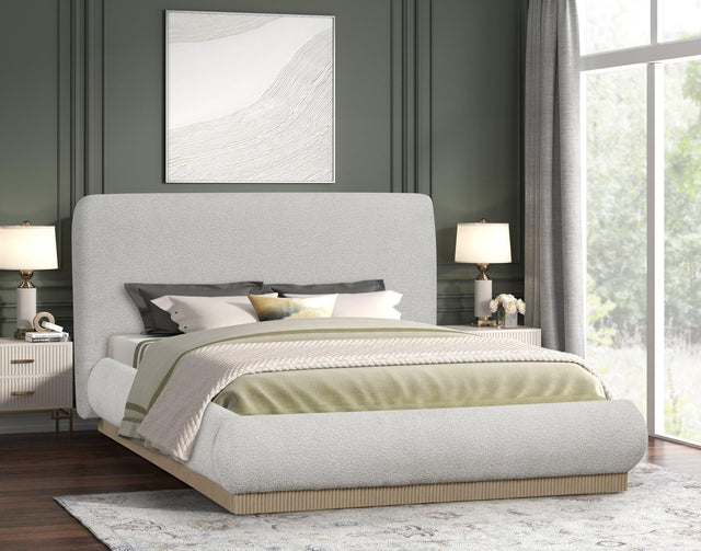 Annie Beige Upholstered Platform Queen Bed