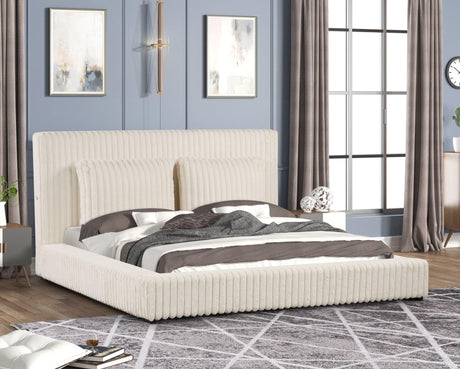 Lauren Beige Upholstered Platform Queen Bed
