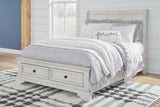 Robbinsdale Antique White Full Sleigh Storage Bed - Ella Furniture