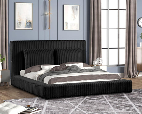 Lauren Black Upholstered Platform Queen Bed