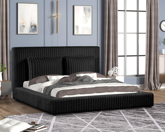 Lauren Black Upholstered Platform Queen Bed