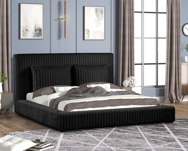Lauren Black Upholstered Platform King Bed