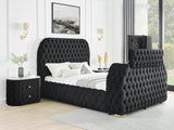 Natalia Black Upholstered Tufted Panel Queen Bed