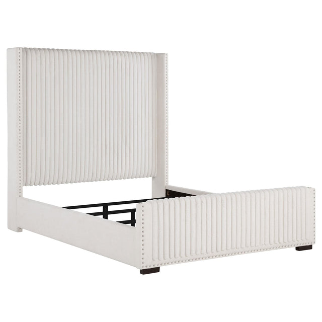 Natasha 69-inch Upholstered King Wingback Bed Cream
