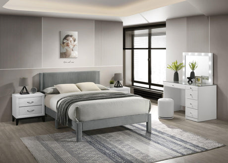Lucia Light Gray Upholstered Platform Queen Bed