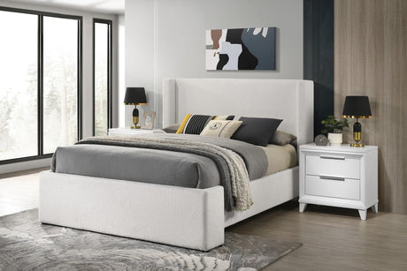 Portia White Upholstered Platform Queen Bed