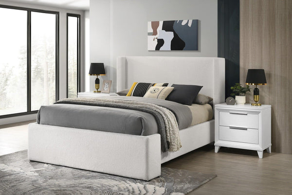 Portia White Upholstered Platform Queen Bed