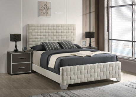 Ferin Taupe Upholstered Panel Queen Bed