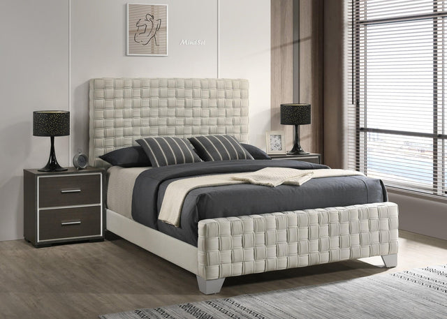 Ferin Taupe Upholstered Panel Queen Bed