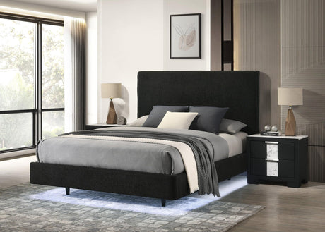 Farble Black Upholstered Panel Queen Bed