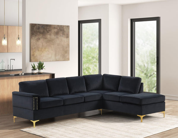 Vogue Black Velvet Sectional