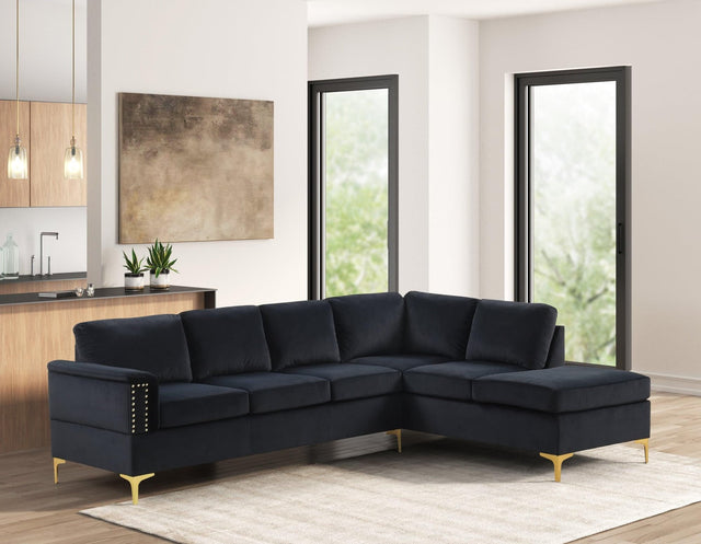 Vogue Black Velvet Sectional