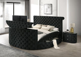 Voltare Black Upholstered Tufted Panel Queen Bed