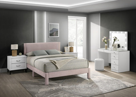 Lucia Pink Upholstered Platform Full Bed