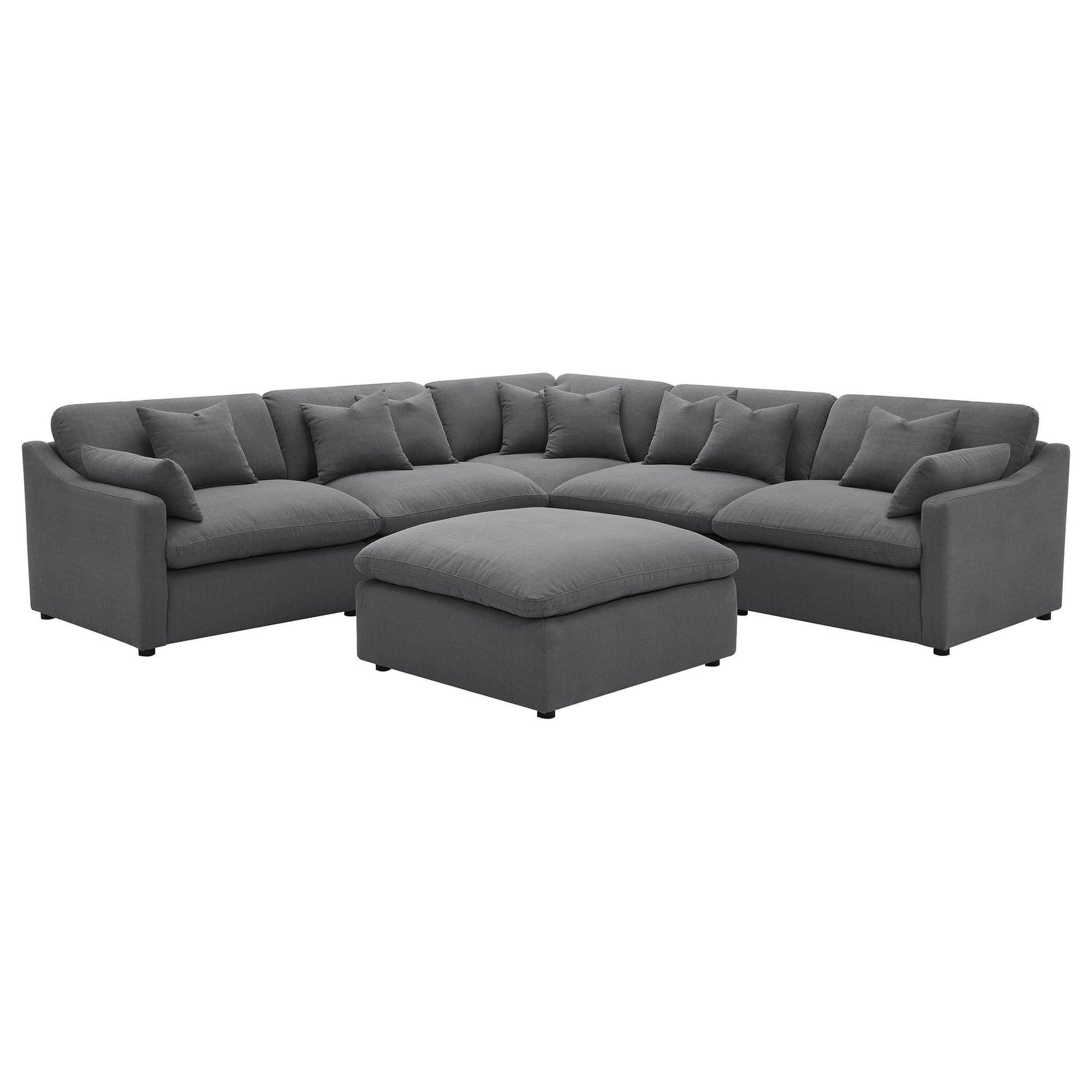 Hobson 6-Piece Upholstered Modular Sectional Sofa Charcoal