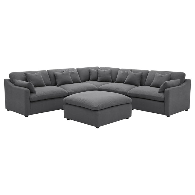 Hobson 6-Piece Upholstered Modular Sectional Sofa Charcoal