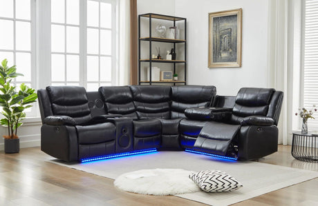 Texan Power Reclining Sectional w Bluetooth Speakers