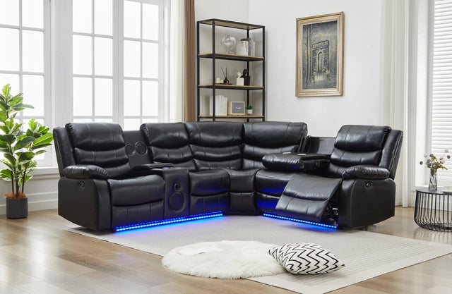 Texan Power Reclining Sectional w Bluetooth Speakers