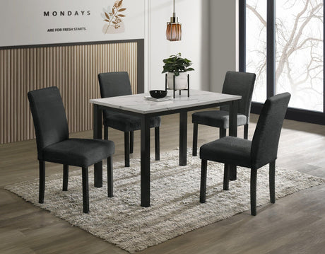 Resia Black White Rectangular Dining Room Set