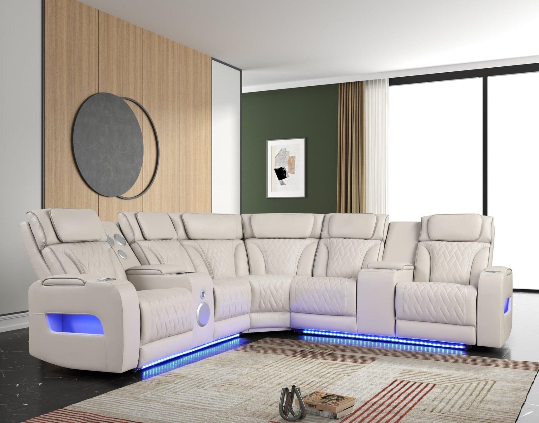 Spain Sand Power Reclining Sectional Power Headrests