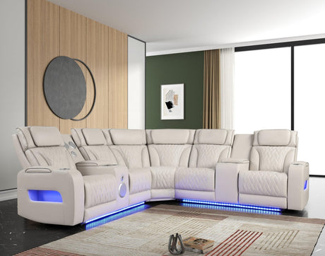Spain Sand Power Reclining Sectional Power Headrests