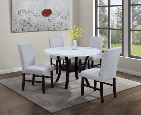 Isla Light Gray White Round Dining Room Set