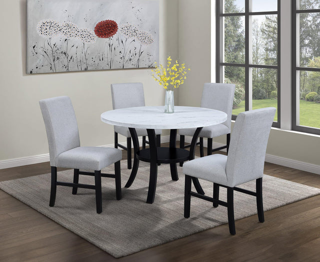 Isla Light Gray White Round Dining Room Set