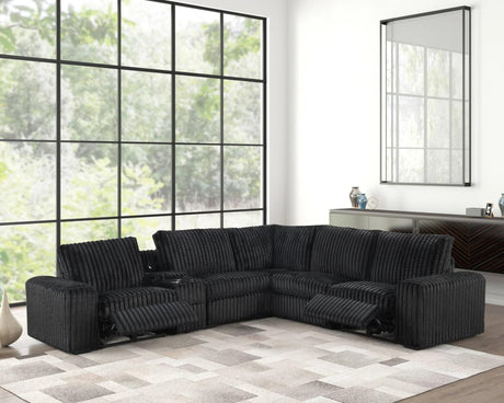Amelia Black Power Reclining Sectional w Bluetooth Speakers