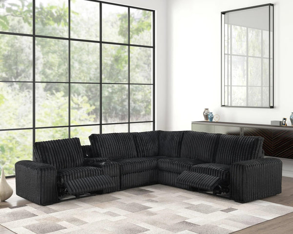 Amelia Black Power Reclining Sectional w Bluetooth Speakers