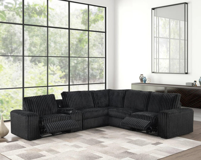 Amelia Black Power Reclining Sectional w Bluetooth Speakers