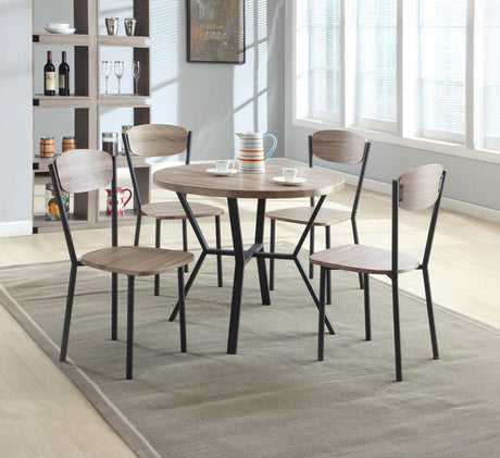 Black Graywash Round Dining Room Set