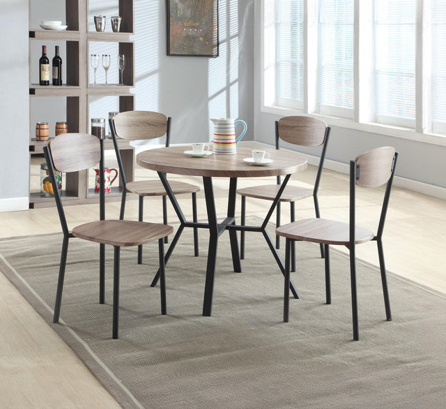 Black Graywash Round Dining Room Set