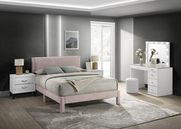 Lucia Pink Upholstered Platform Twin Bed