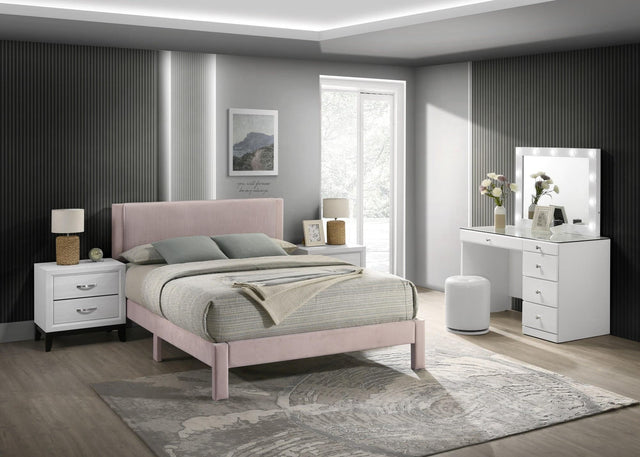 Lucia Pink Upholstered Platform Twin Bed
