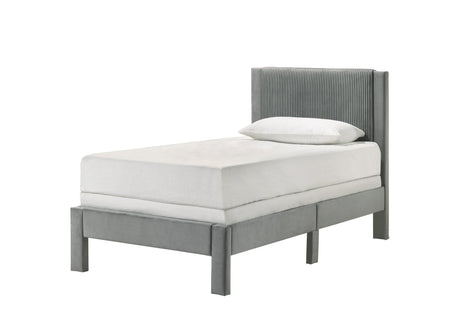Lucia Light Gray Upholstered Platform Twin Bed