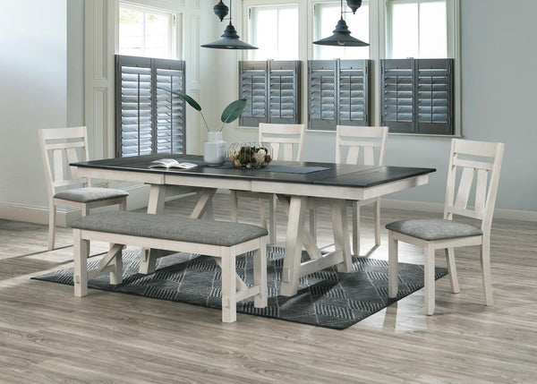 Maribelle Chalk Gray Extendable Dining Room Set