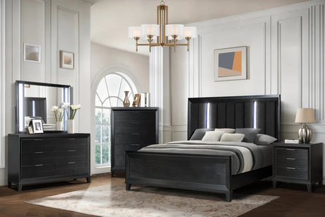 Havana Black Upholstered LED Panel Bedroom Set