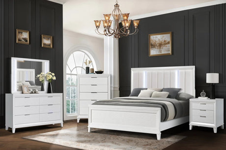 Havana White Upholstered LED Panel Bedroom Set