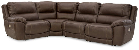 Dunleith Chocolate 4-Piece Power Reclining Sectional - Ella Furniture