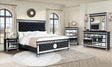 Baron Silver Black Upholstered Tufted Panel Bedroom Set