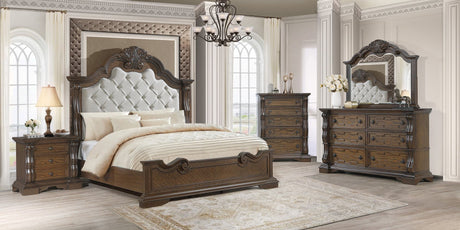 Binine Brown Upholstered Tufted Panel Bedroom Set