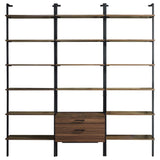 Owens 3-Piece 96-inch Wall Mounted Bookshelf Set Walnut