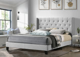 Hikaru Gray Upholstered Tufted Platform King Bed