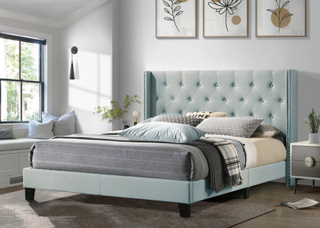 Hikaru Teal Upholstered Tufted Platform Full Bed