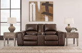 Alessandro Walnut Power Reclining Loveseat With Console - Ella Furniture